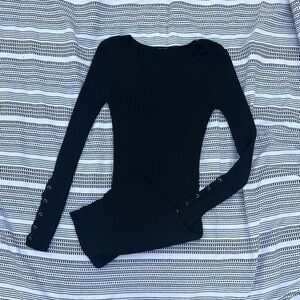 Sweater dress with rivet laced sleeves